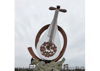上海塑景廣場大型彈撥樂器琵琶雕塑 吉他定制圖片